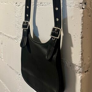 Vintage black leather Coach crossbody purse with silver hardware